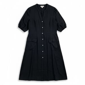 CITY CHIC Refinity New Plus Size XL 22W Shirt Midi Dress Black Lagenlook Classic